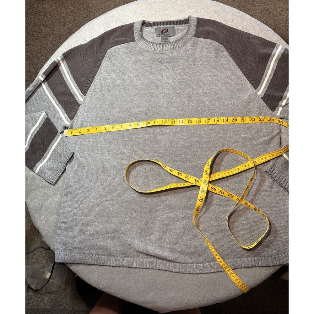 Sideout Sweater XL Mens Large Gray Vintage Stripe Crewneck Knit Pullover Top